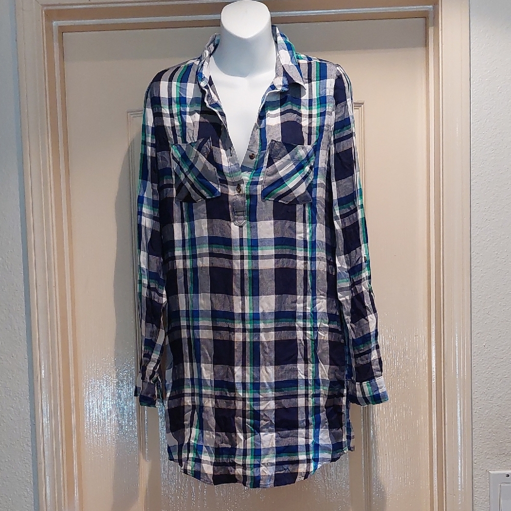 SO Multicolor Plaid Shirt Dress